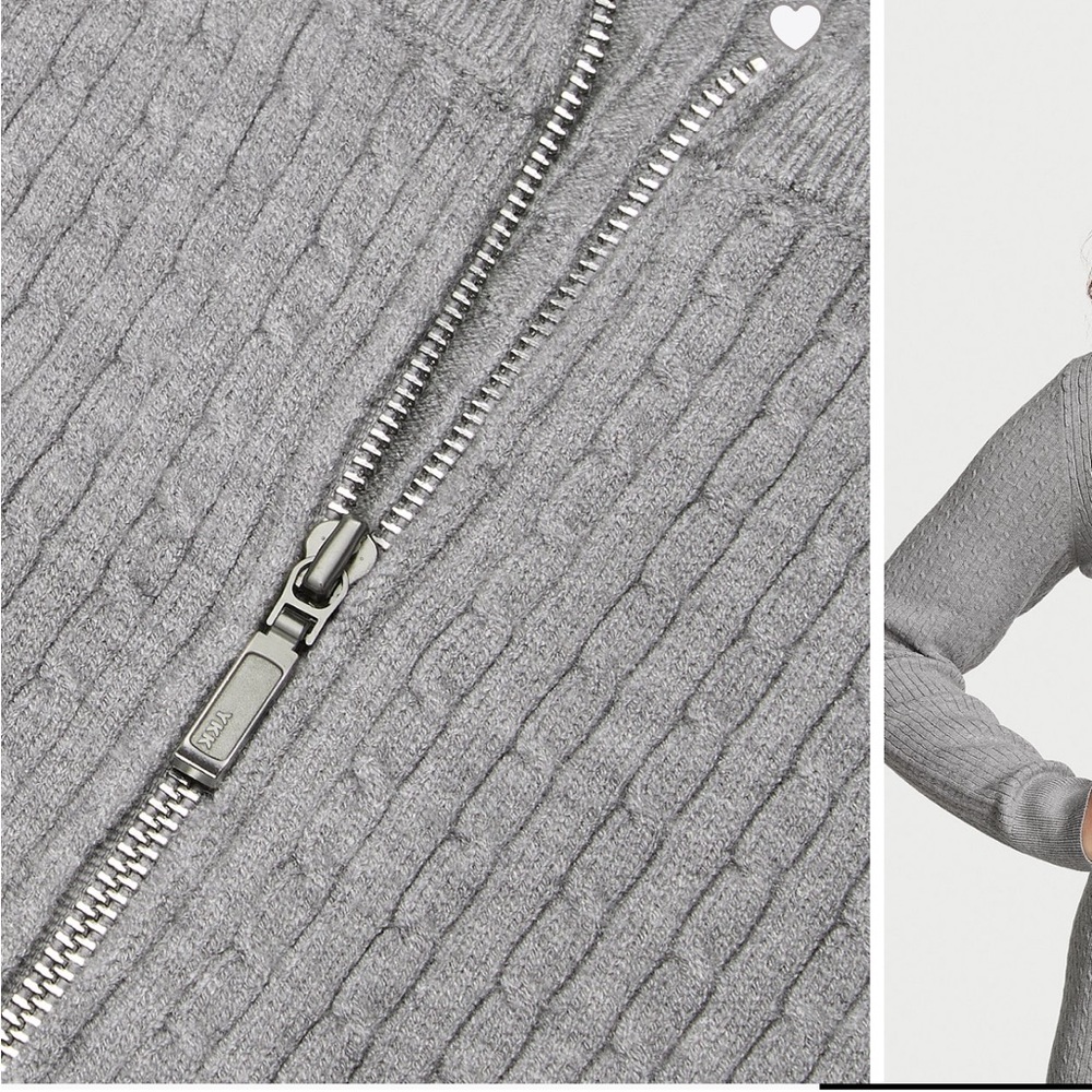 Victoria’s Secret Gray Luxe Ribbed Knit Zip-Up Cardigan and Crop Tank Set XS/S - Picture 5 of 12